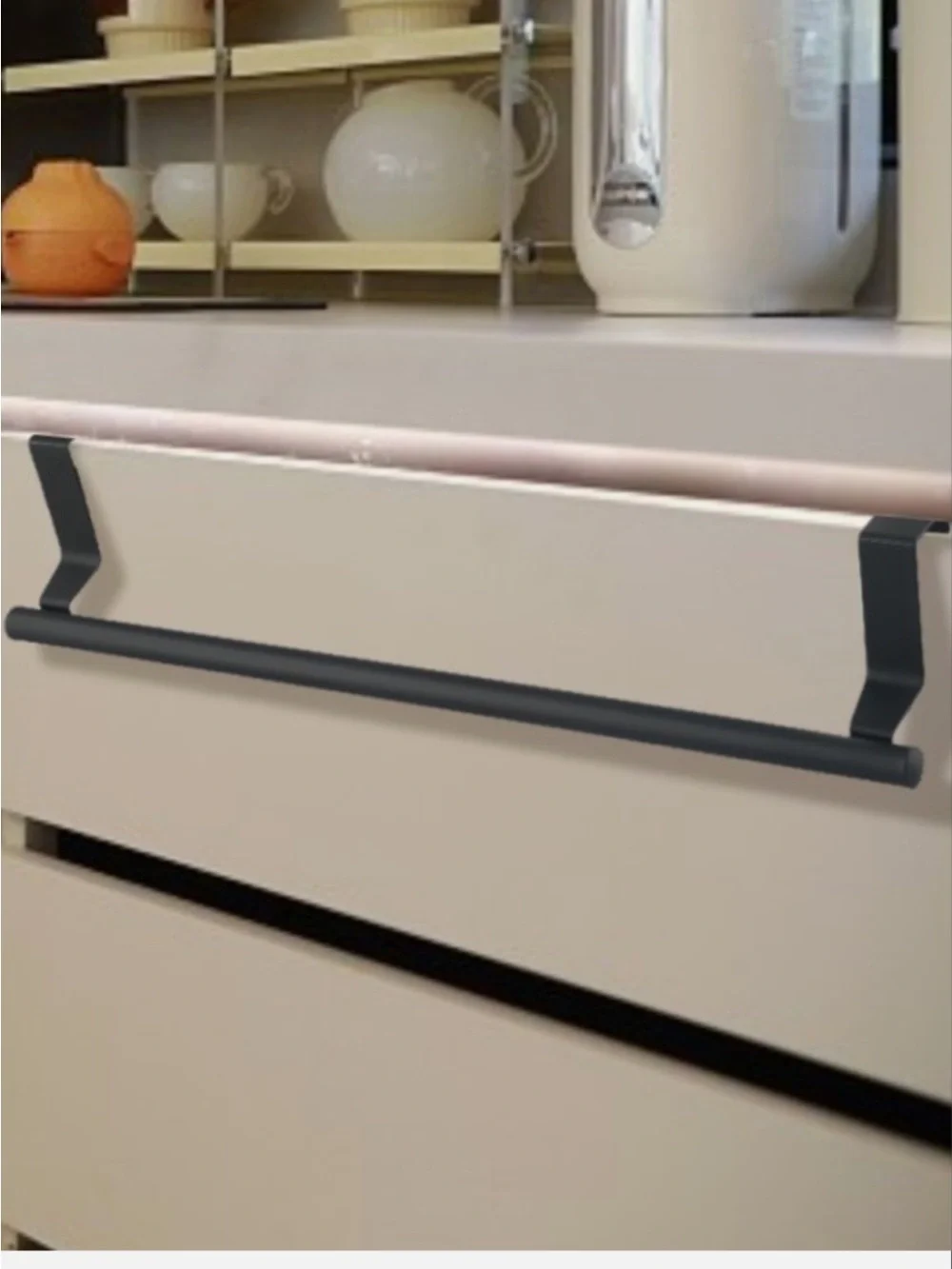 Cabinet Matte Black Towel Bar.